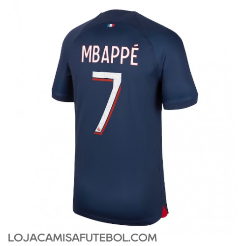 Camisa de Futebol Paris Saint-Germain Kylian Mbappe #7 Equipamento Principal 2023-24 Manga Curta